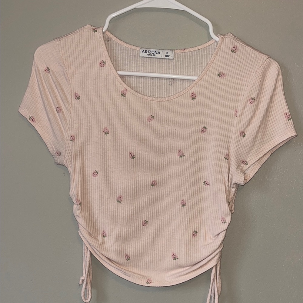 Arizona Jean Company Pink Cuffed Sleeve Crop Top